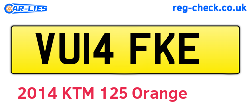 VU14FKE are the vehicle registration plates.
