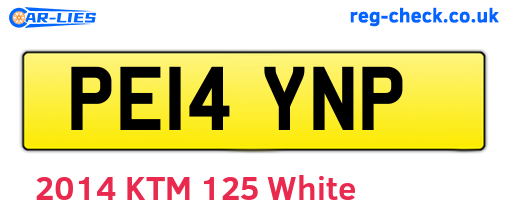 PE14YNP are the vehicle registration plates.