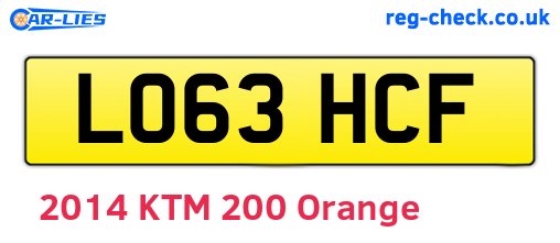 LO63HCF are the vehicle registration plates.