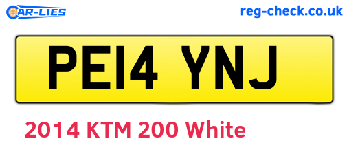 PE14YNJ are the vehicle registration plates.