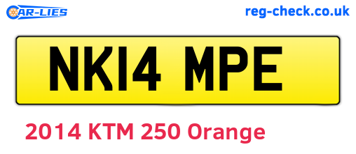 NK14MPE are the vehicle registration plates.