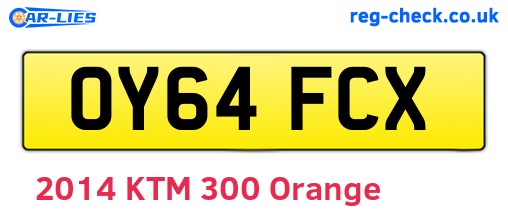 OY64FCX are the vehicle registration plates.