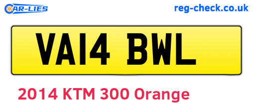 VA14BWL are the vehicle registration plates.