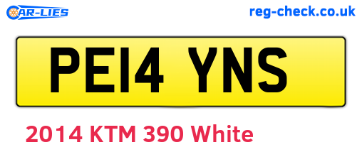 PE14YNS are the vehicle registration plates.