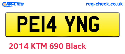 PE14YNG are the vehicle registration plates.