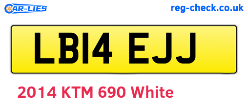 LB14EJJ are the vehicle registration plates.