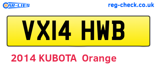 VX14HWB are the vehicle registration plates.