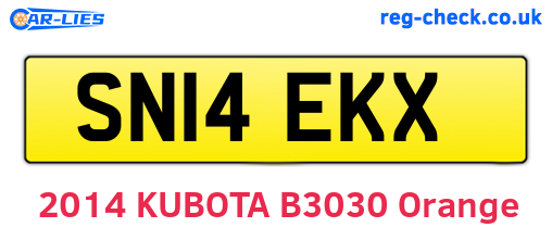 SN14EKX are the vehicle registration plates.