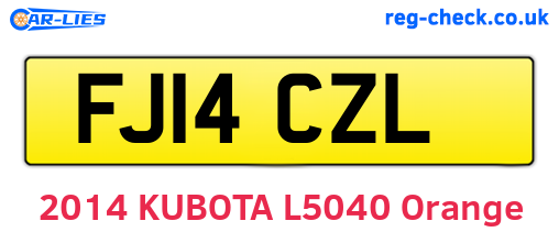 FJ14CZL are the vehicle registration plates.