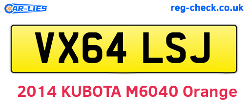 VX64LSJ are the vehicle registration plates.