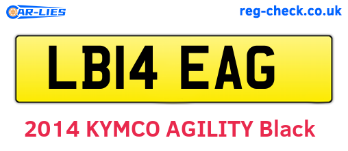 LB14EAG are the vehicle registration plates.