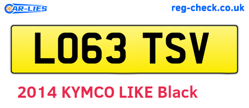 LO63TSV are the vehicle registration plates.
