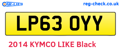 LP63OYY are the vehicle registration plates.