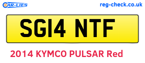 SG14NTF are the vehicle registration plates.