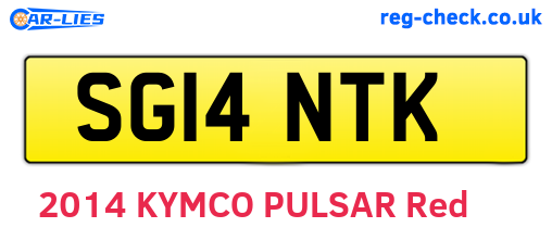 SG14NTK are the vehicle registration plates.