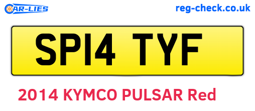 SP14TYF are the vehicle registration plates.