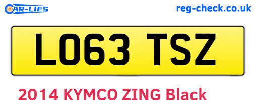 LO63TSZ are the vehicle registration plates.