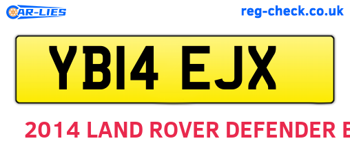 YB14EJX are the vehicle registration plates.