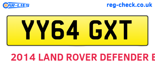 YY64GXT are the vehicle registration plates.