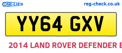 YY64GXV are the vehicle registration plates.