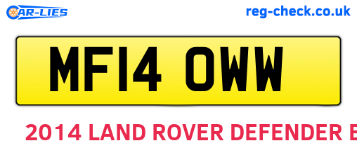MF14OWW are the vehicle registration plates.