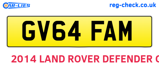 GV64FAM are the vehicle registration plates.