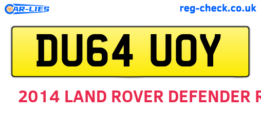 DU64UOY are the vehicle registration plates.