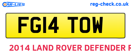 FG14TOW are the vehicle registration plates.