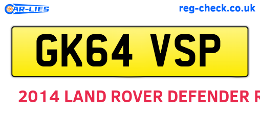 GK64VSP are the vehicle registration plates.