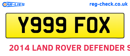 Y999FOX are the vehicle registration plates.