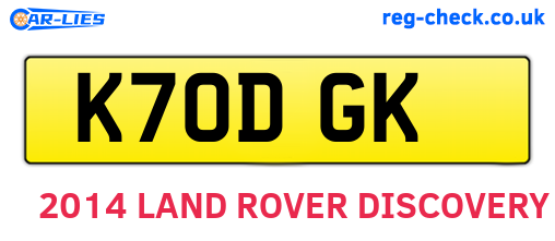 K70DGK are the vehicle registration plates.