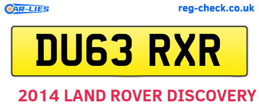DU63RXR are the vehicle registration plates.