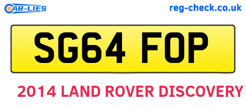 SG64FOP are the vehicle registration plates.