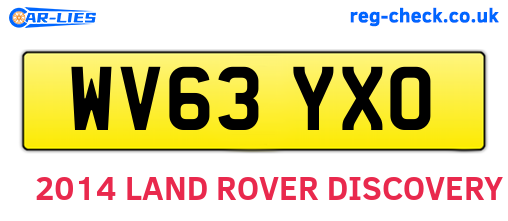 WV63YXO are the vehicle registration plates.