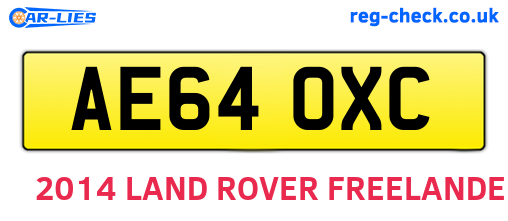 AE64OXC are the vehicle registration plates.
