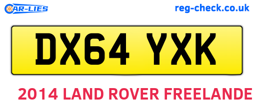 DX64YXK are the vehicle registration plates.