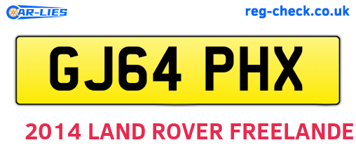 GJ64PHX are the vehicle registration plates.