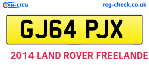 GJ64PJX are the vehicle registration plates.