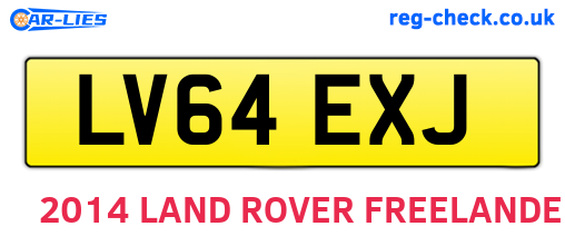 LV64EXJ are the vehicle registration plates.