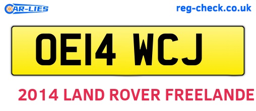 OE14WCJ are the vehicle registration plates.
