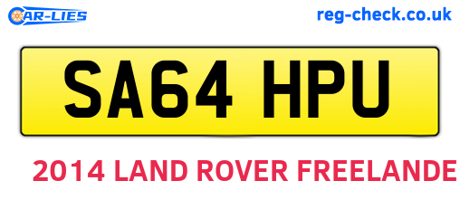 SA64HPU are the vehicle registration plates.