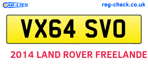 VX64SVO are the vehicle registration plates.