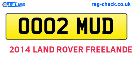 OO02MUD are the vehicle registration plates.