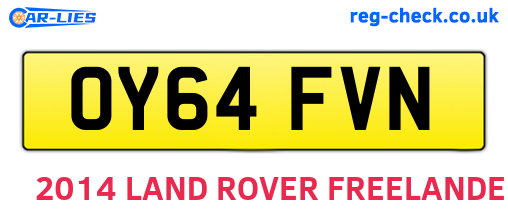 OY64FVN are the vehicle registration plates.