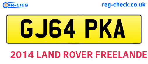 GJ64PKA are the vehicle registration plates.