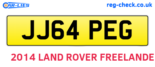 JJ64PEG are the vehicle registration plates.