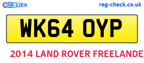 WK64OYP are the vehicle registration plates.