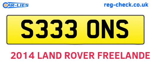 S333ONS are the vehicle registration plates.