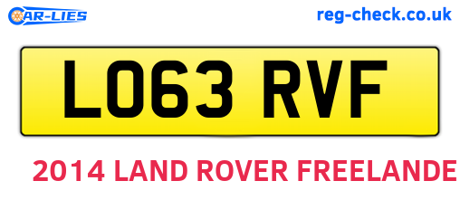 LO63RVF are the vehicle registration plates.