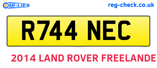 R744NEC are the vehicle registration plates.
